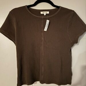 NWT Madewell Waffle Knit Crewneck Short Sleeve Crop Tee Size M